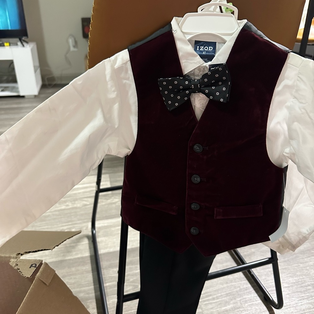 Izod Burgundy and White Kids Matching Set